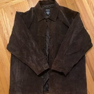 George Dark Brown Suede Trench Coat